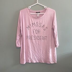 NWOT BLVD Womens Casual Stretch Comfy Mimosas For President‎ Top USA Pink Small